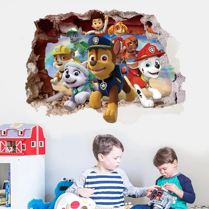 New Hot 3D PAW Children Cartoon Wall Stickers Waterproof Home Decoration Patrols For Kid's Room PVC DIY Vinyl Wallpaper Gifts