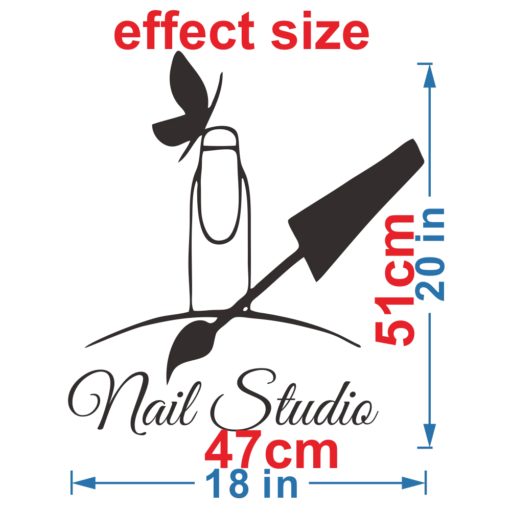 Self-adhesive Removable Vinyl Home Decor Sticker "Nail Studio" Butterfly Nail Art Perfect for Nail Salons Wall Decors  JZY362