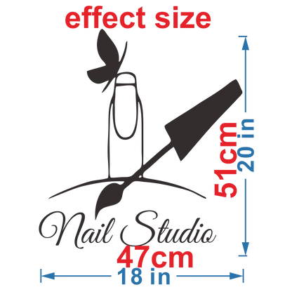 Self-adhesive Removable Vinyl Home Decor Sticker "Nail Studio" Butterfly Nail Art Perfect for Nail Salons Wall Decors  JZY362