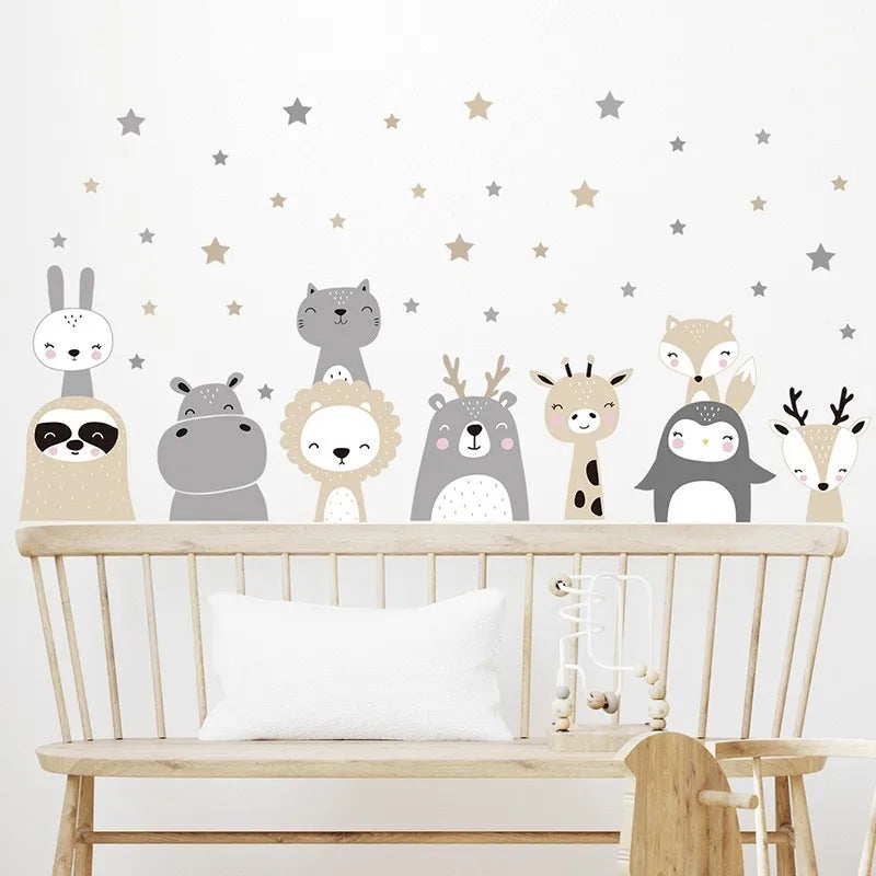 1Pc Cute Lion Bunny Forest Animals Wall Stickers