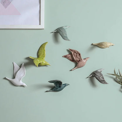3D Ceramic Bird Swallows Creative Wall Hanging Sticker
