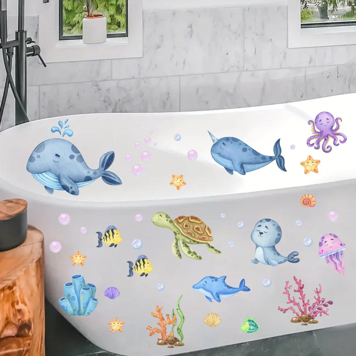 1Pc Whales Turtles Dolphins Cartoon Marine Animal Wall