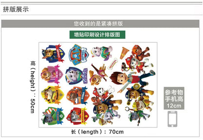 New Hot 3D PAW Children Cartoon Wall Stickers Waterproof Home Decoration Patrols For Kid's Room PVC DIY Vinyl Wallpaper Gifts
