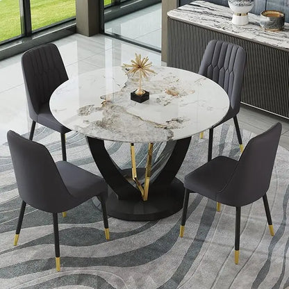 marble tabletop 4 cushioned chairs, modern kitchen table