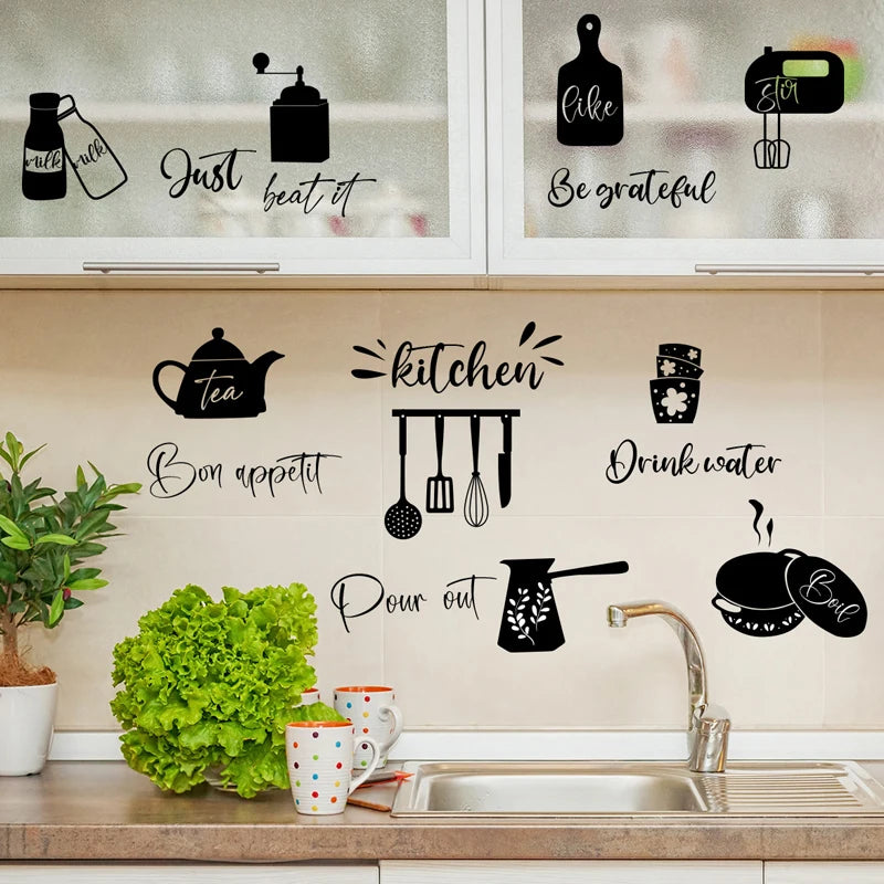 Creative wall stickers for food tableware kitchen layout self-adhesive new