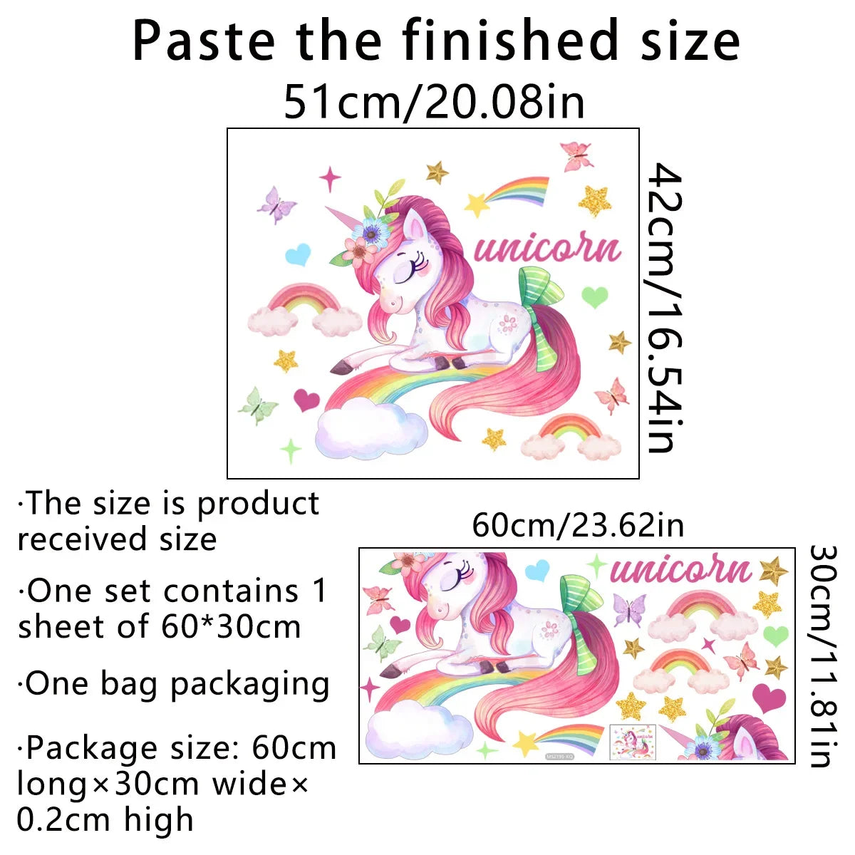 Smiling Unicorn Wall Stickers Background Wall Decor