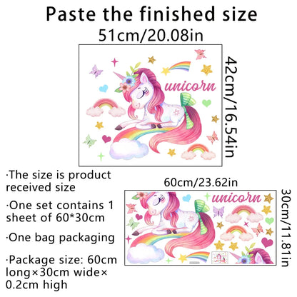 Smiling Unicorn Wall Stickers Background Wall Decor