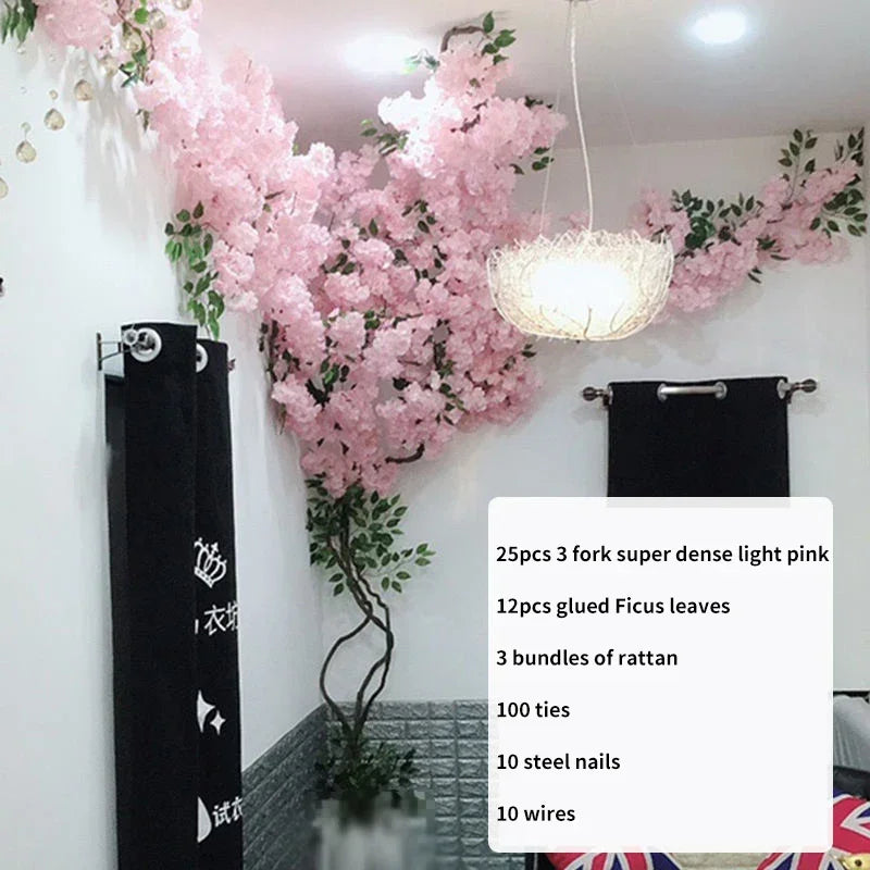 Artificial Cherry Tree Rattan Flower,  Wall Decoration