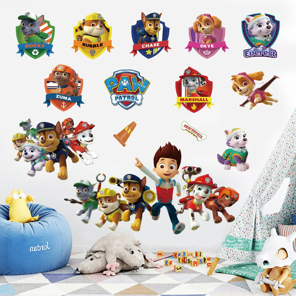 New Hot 3D PAW Children Cartoon Wall Stickers Waterproof Home Decoration Patrols For Kid's Room PVC DIY Vinyl Wallpaper Gifts