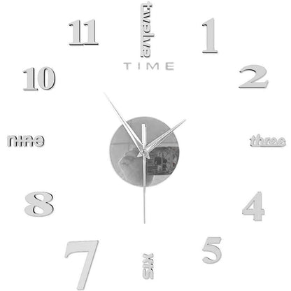 Large Frameless Clock 3d Mirror Wall Surface Sticker