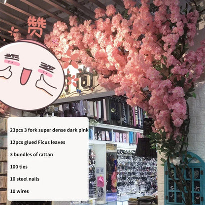 Artificial Cherry Tree Rattan Flower,  Wall Decoration