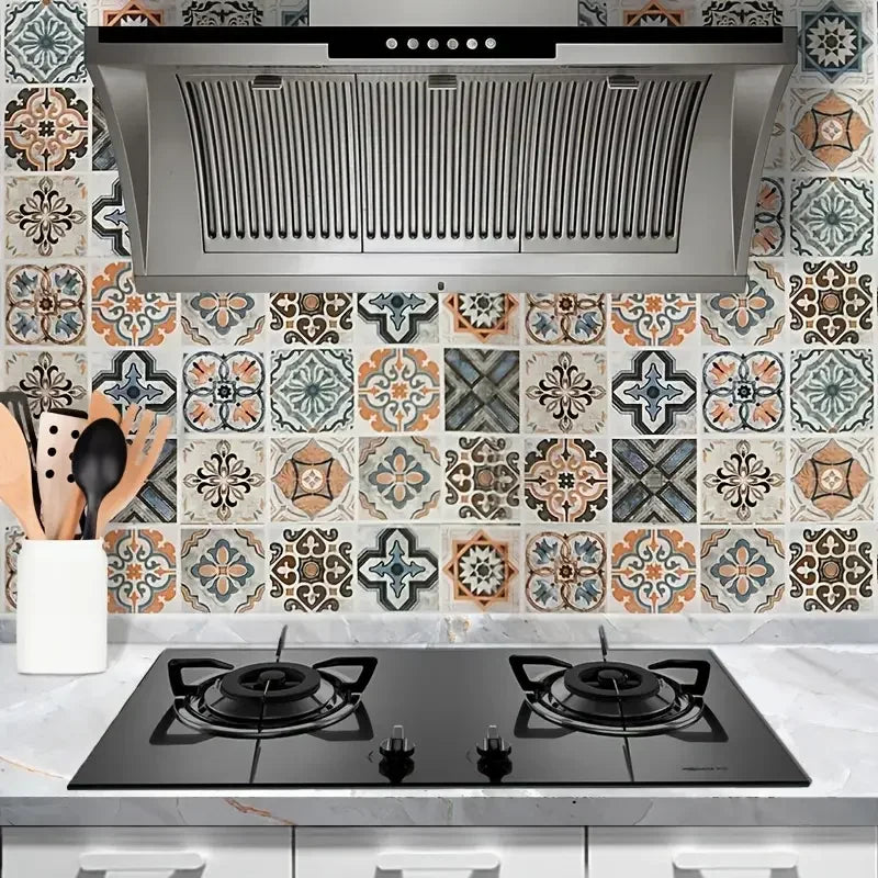 Tile 3D European style Oil Proof  Waterproof Kitchen Wallpaper
