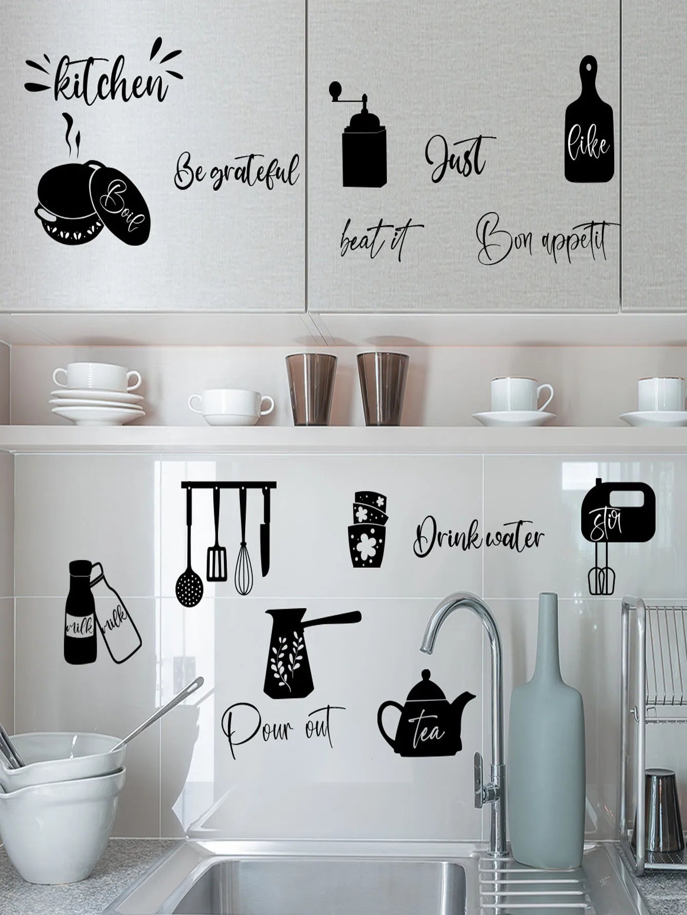 Creative wall stickers for food tableware kitchen layout self-adhesive new