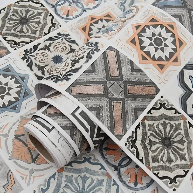 Tile 3D European style Oil Proof  Waterproof Kitchen Wallpaper