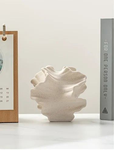 Ceramic Vase Geometric Wavy Patterns Petal Shape