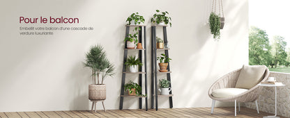 VASAGLE Corner Shelf Unit, 4-Tier Corner Shelf, Ladder Shelf for Living Room, Bookshelf or Plant Stand, Industrial Accent